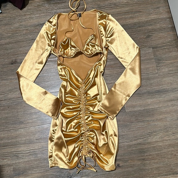 Gold Mini Party Dress - Picture 1 of 3
